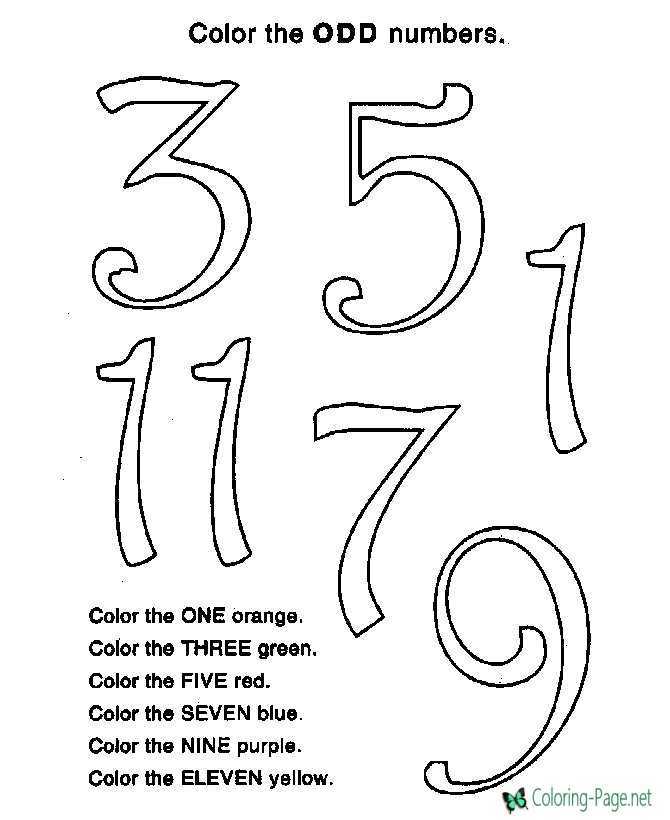 Color by Number Odd Numbers Worksheet