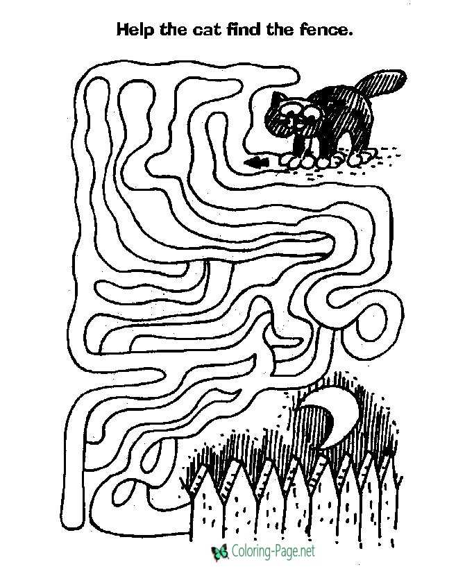Halloween Cats Maze Printable Mazes