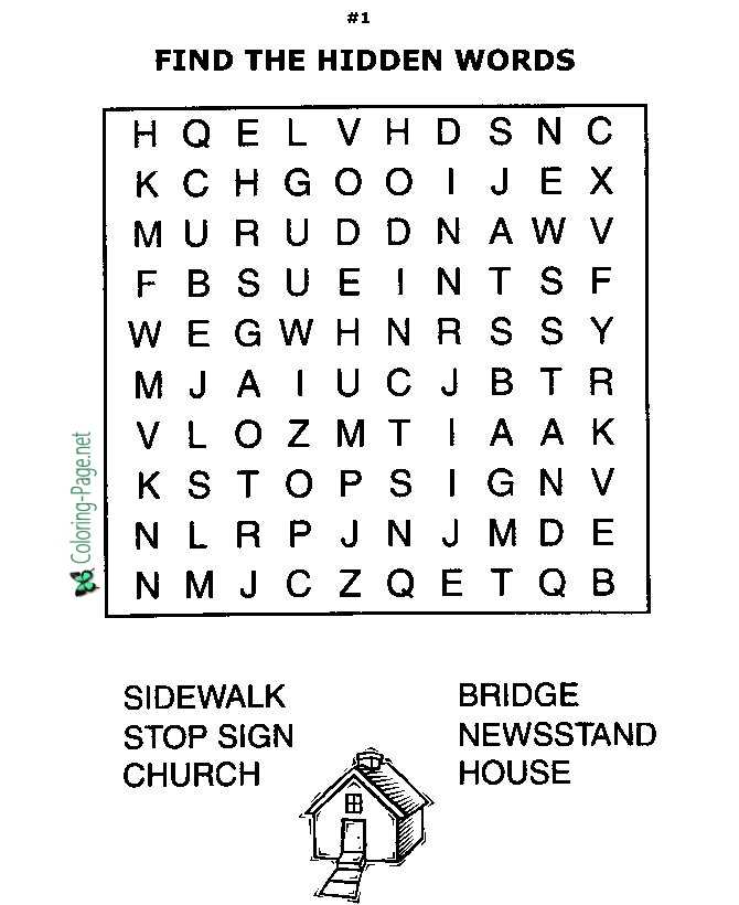 School House Word Search Worksheets