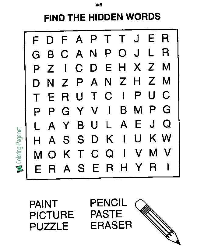 Picture Puzzle Word Search Worksheets