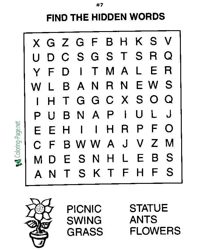 Flowers Word Search Worksheets