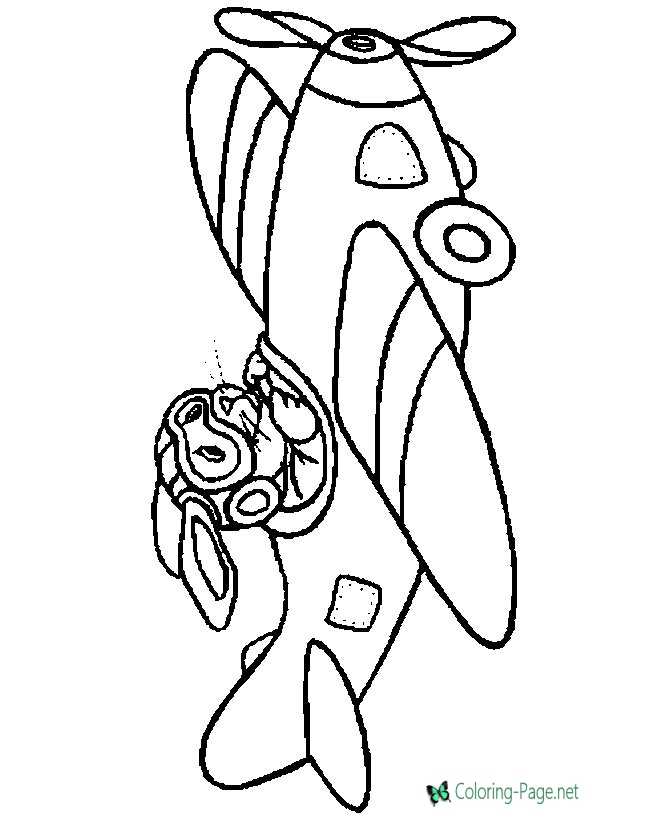 Jet Bunny Airplane Coloring Page