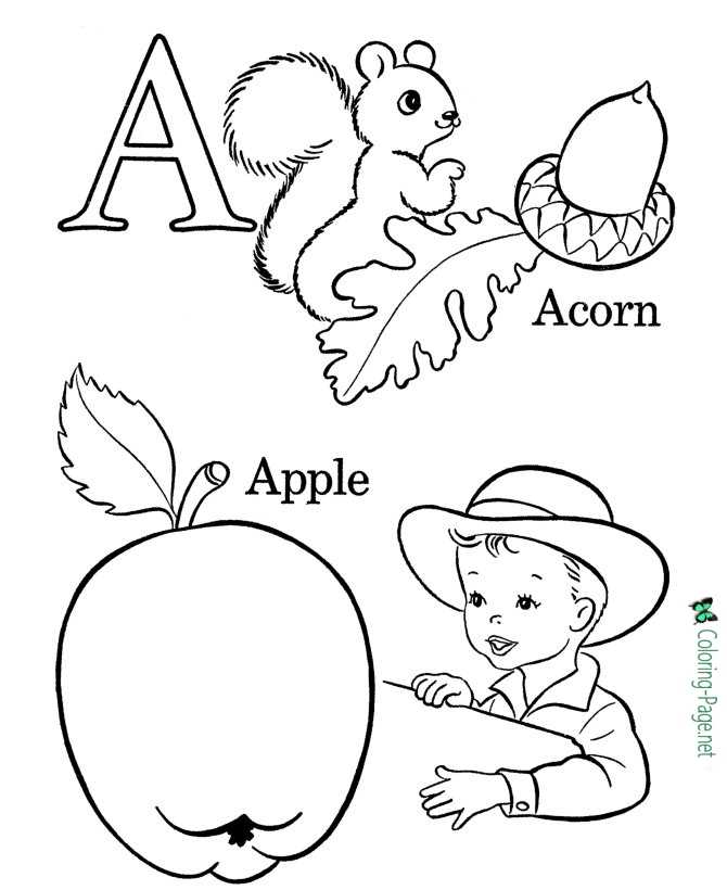 Letter A - free alphabet coloring page