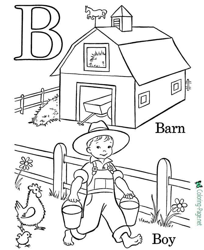 Letter B - free alphabet coloring page