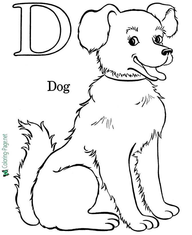 D is for Dog - Alphabet Coloring Pages