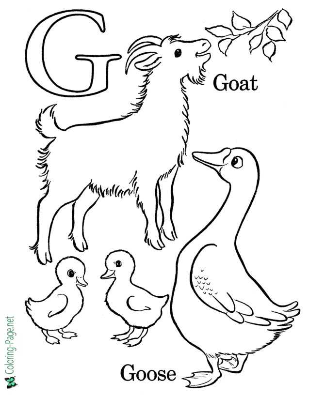G is for Goat Coloring Page