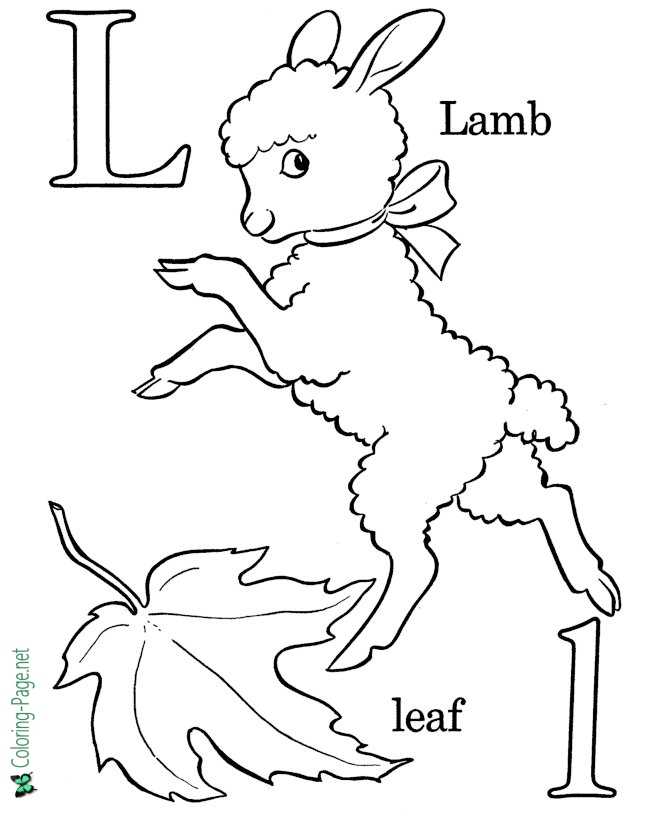 L for Leaf - Alphabet Coloring Pages