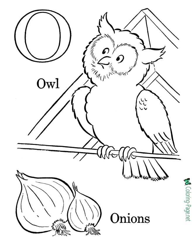 O is for Owl - Free Alphabet Coloring Pages