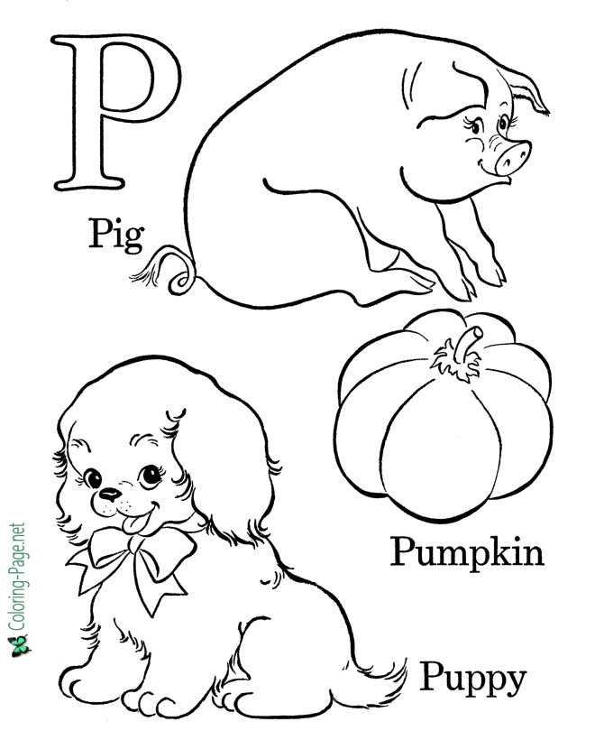 P for Puppy - Alphabet Coloring Page