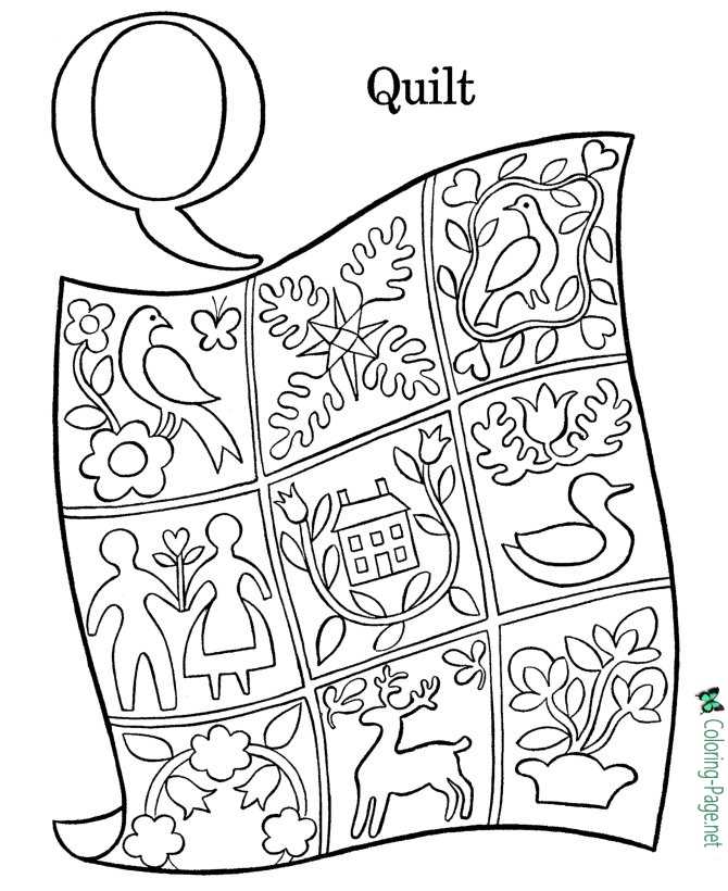 Letter Q - Alphabet Coloring Pages