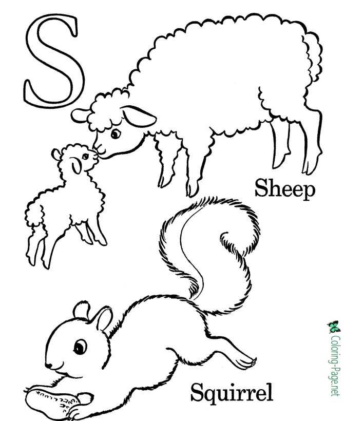 S is for Sheep - Alphabet Coloring Pages