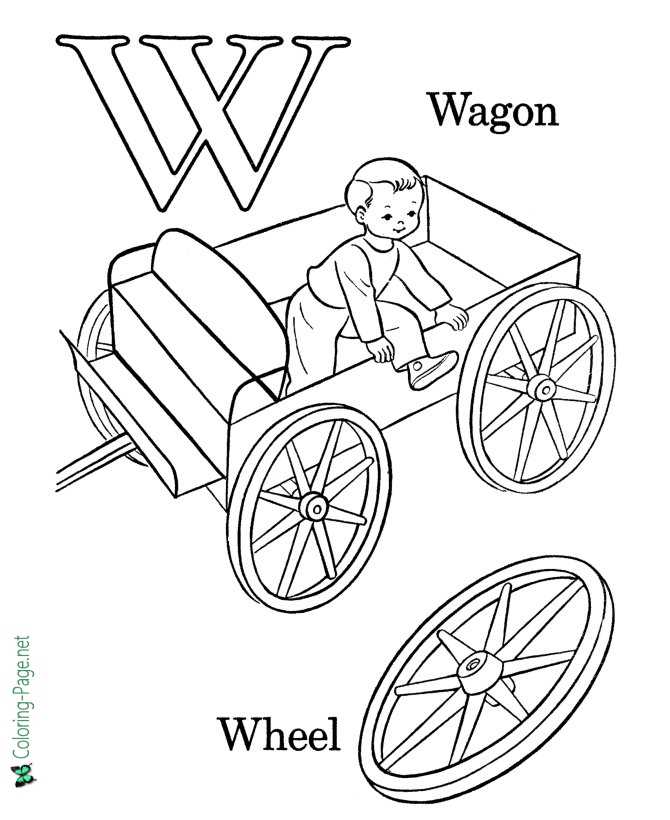 W Wagon - Alphabet Coloring Pages