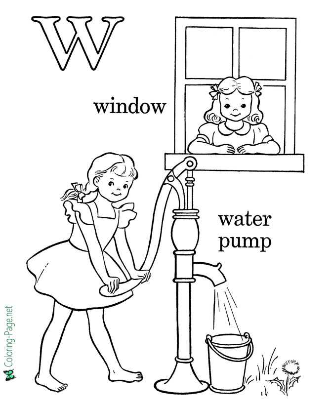 The Letter W - Free Alphabet Coloring Page