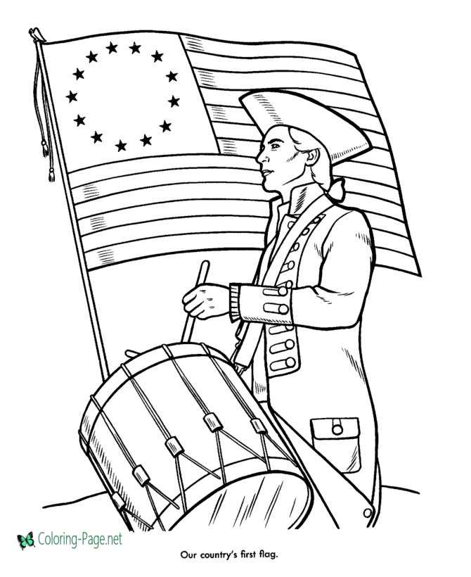 4th of July Coloring Pages - First American Flag