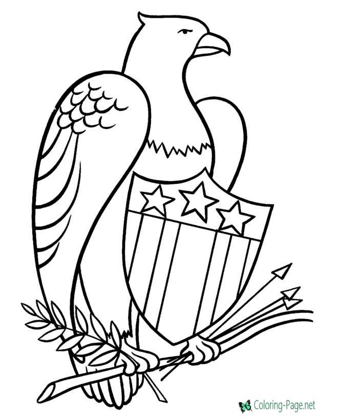 4th of July Coloring Pages - Patriotic Eagle