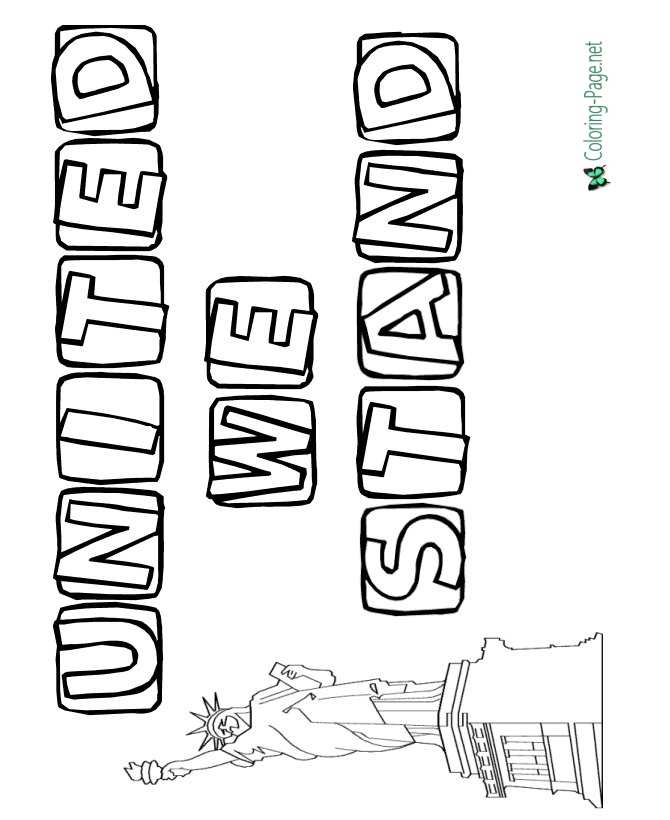 United We Stand 4th of July Coloring Pages