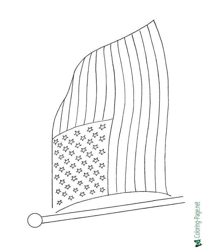 Printable American flag color page