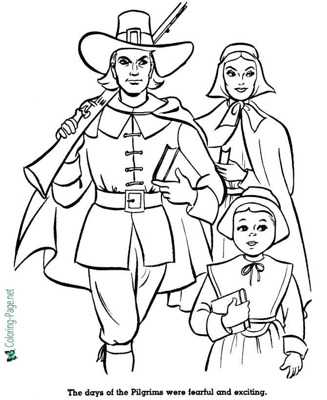 Pilgrims American History Coloring Page