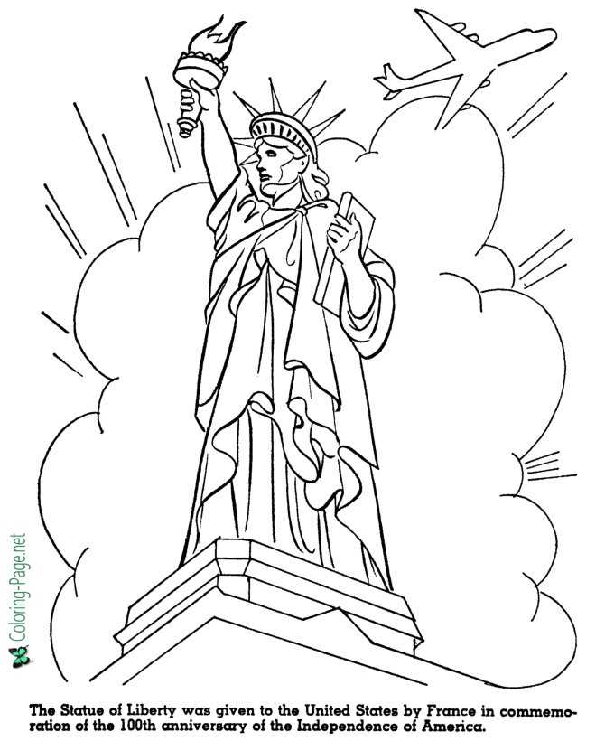 Statue of Liberty American History Coloring Page