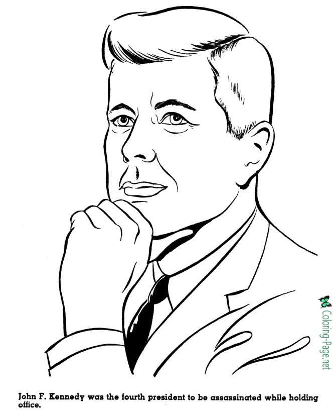 John F Kennedy American History Coloring Page