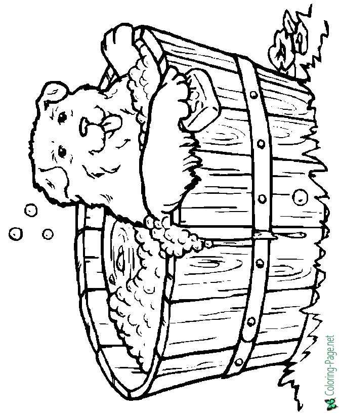 Dog in Bath - Animal Coloring Pages