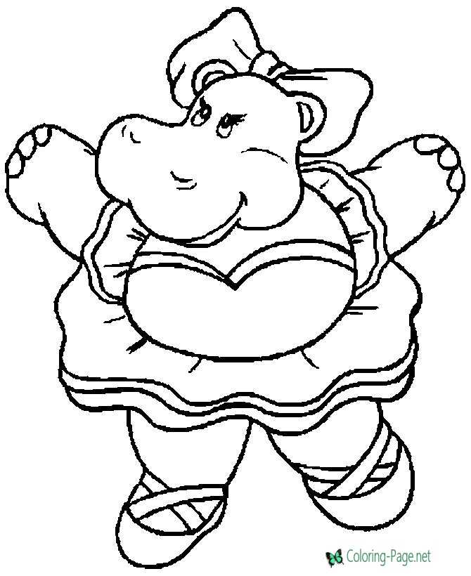 Hippo - Bird and Animal Coloring Page