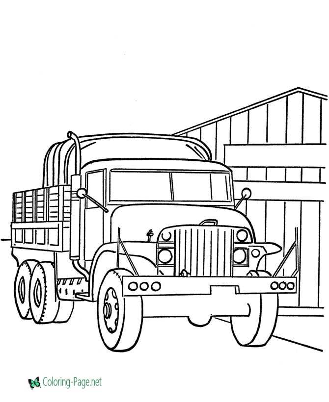 Free Armed Forces Coloring Pages - Army Truck