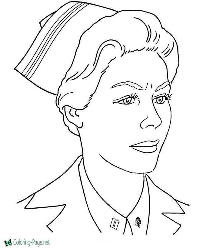 Army Nurse Armed Forces Coloring Page