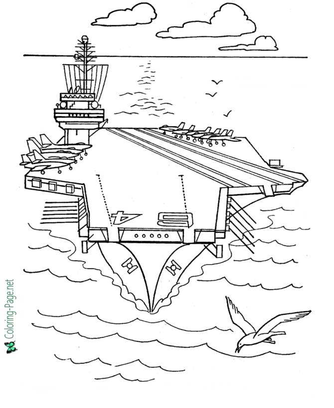 Aircraft Carrier Armed Forces Free Coloring Page