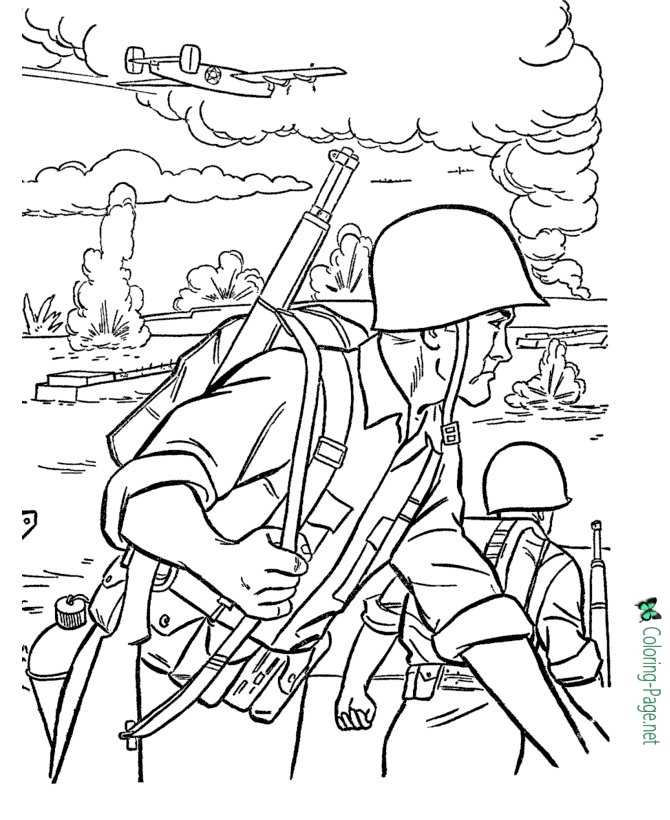 WW2 Free Armed Forces Coloring Pages