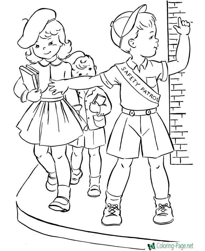 Girl going to School - Autumn Coloring Page