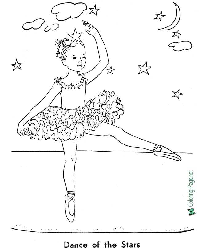 Girl Star ballet coloring page