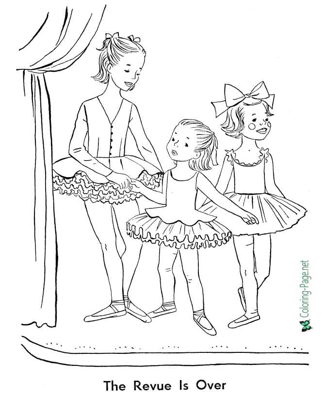 printable ballet coloring page - Girls Revue is Over