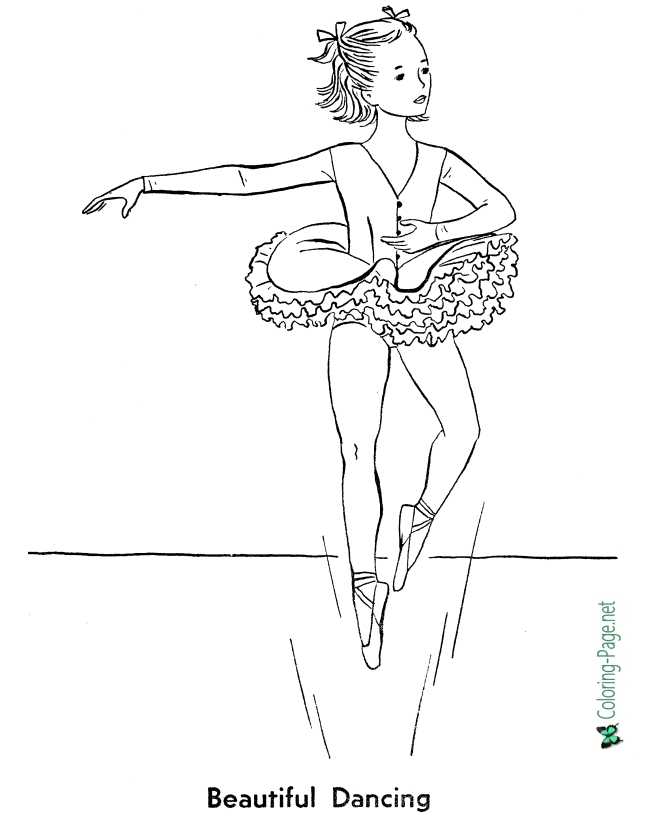 Beautiful dancing ballet coloring page