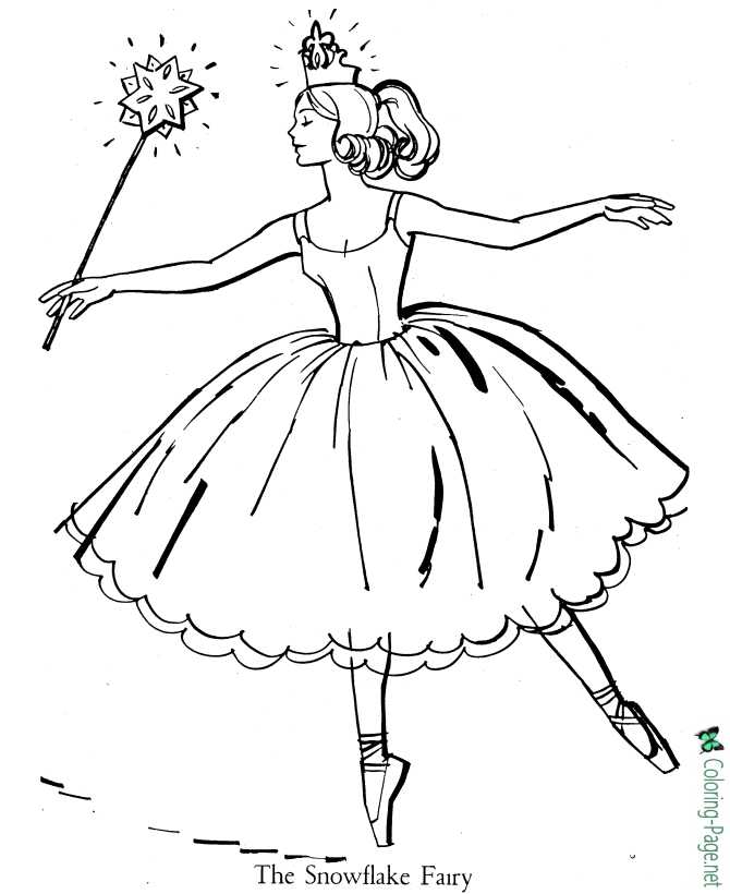 The Snowflake Fairy printable ballet coloring page