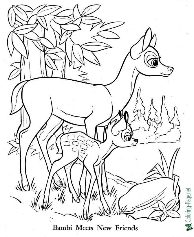 printable bambi mom coloring page
