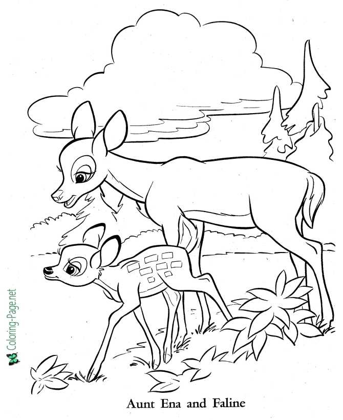 free bambi coloring page - Aunt Ena and Faline