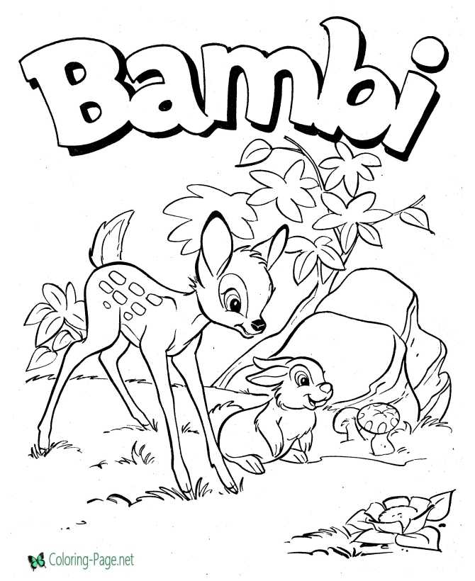 printable free bambi coloring page