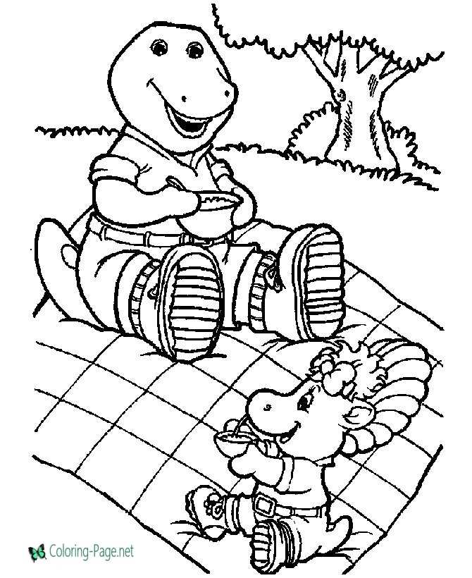 free barney coloring page