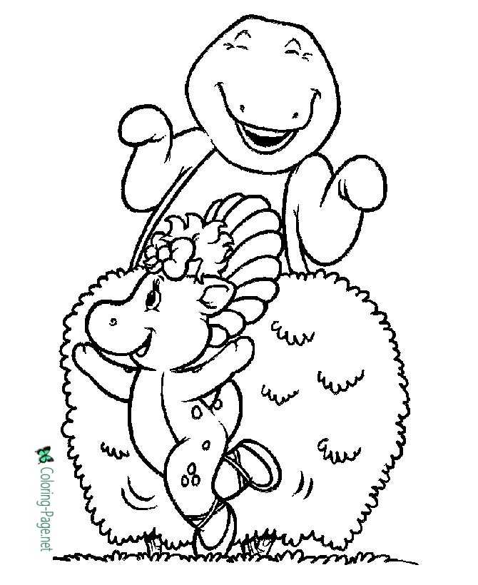 barney coloring page for children