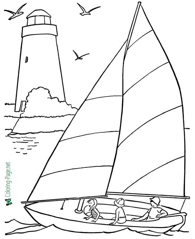 Beach Coloring Pages - Sailboat