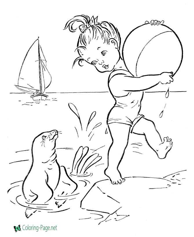 Free Beach Coloring Pages - Seal