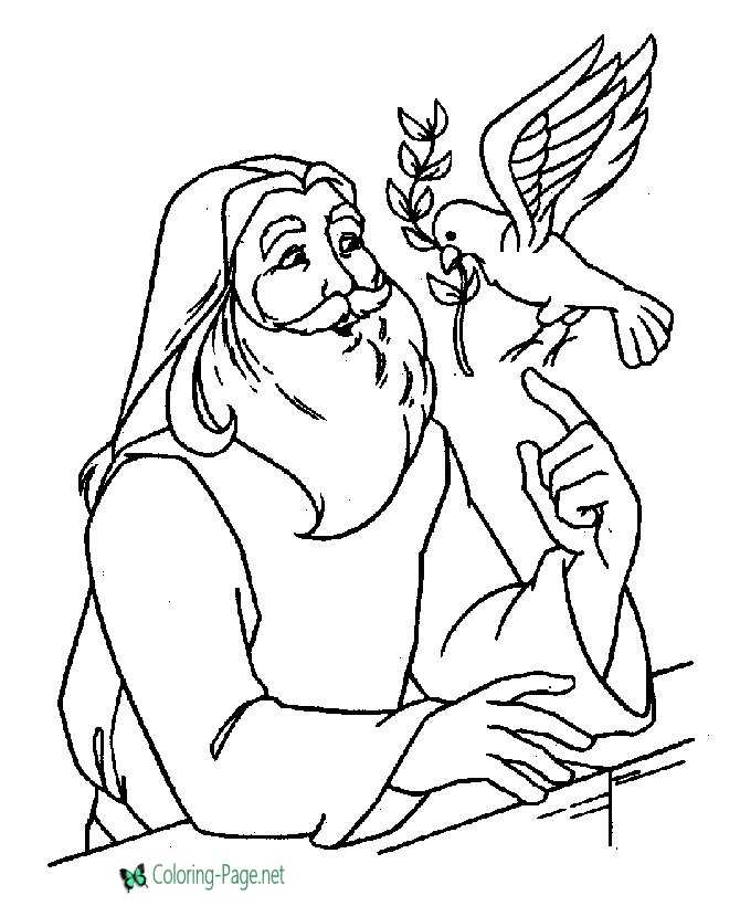 Noah and Doves - Bible Coloring Pages