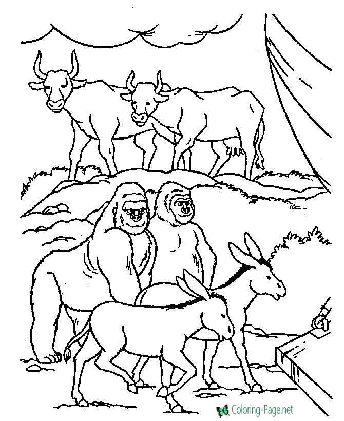 Animals 2 by 2 Bible Coloring Pages