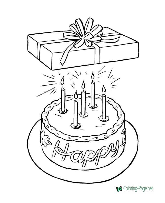 Presents Cake Birthday Coloring Pages