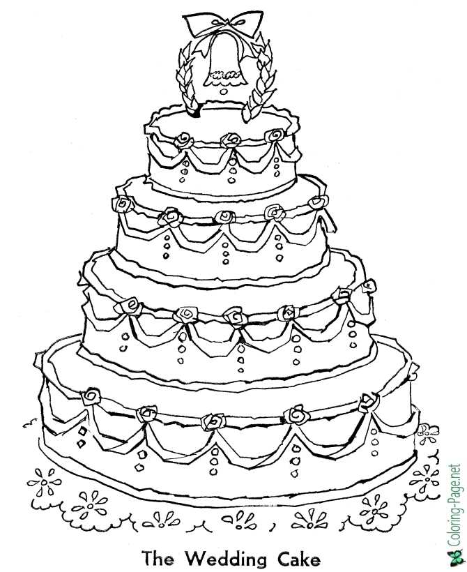 printable wedding cake coloring page