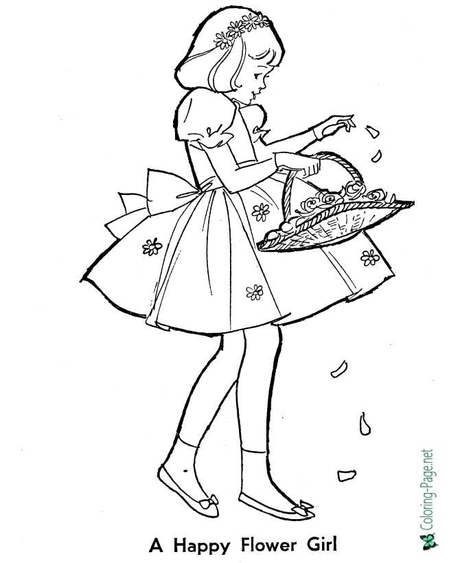 printable Wedding Coloring Page - The Flower Girl