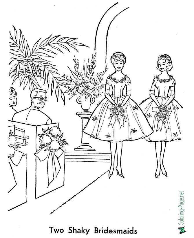 printable wedding Bridesmaids coloring page