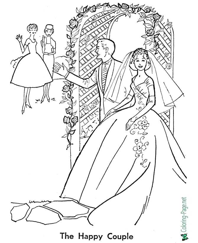 printable Wedding Coloring Page - The Happy Couple