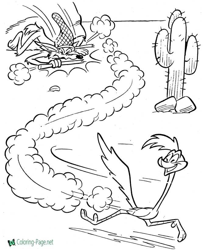printable Road Runner, Wiley Coyote coloring page